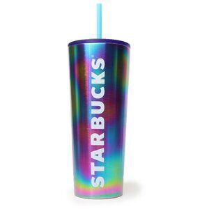 Starbucks Oil Slick Iridescent Tumbler Venti 24oz Cold Cup Rainbow Rare NWT